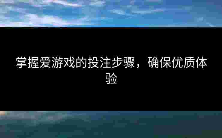 掌握爱游戏的投注步骤，确保优质体验