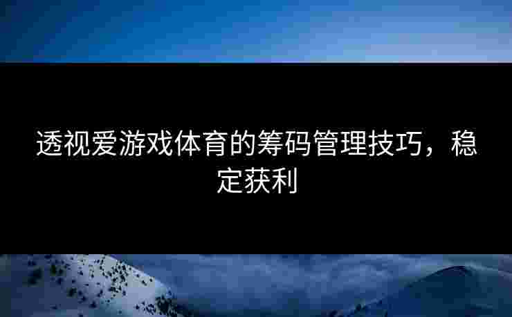透视爱游戏体育的筹码管理技巧，稳定获利